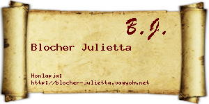 Blocher Julietta névjegykártya
